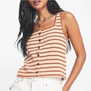 Madewell ribbed button-front tank, Braxton stripe